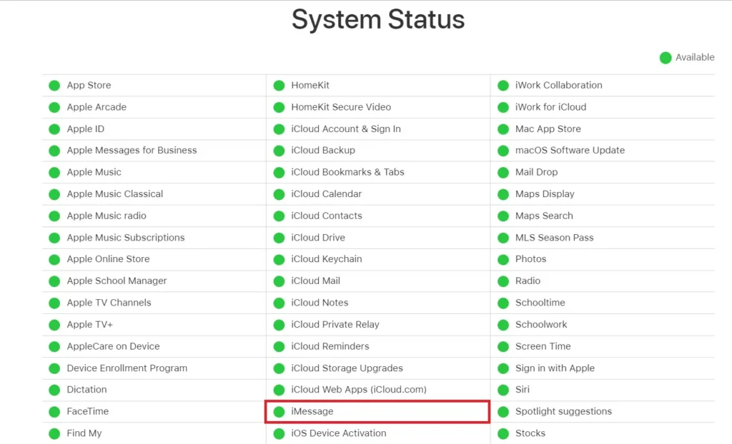  Apple-System-Status-webpage